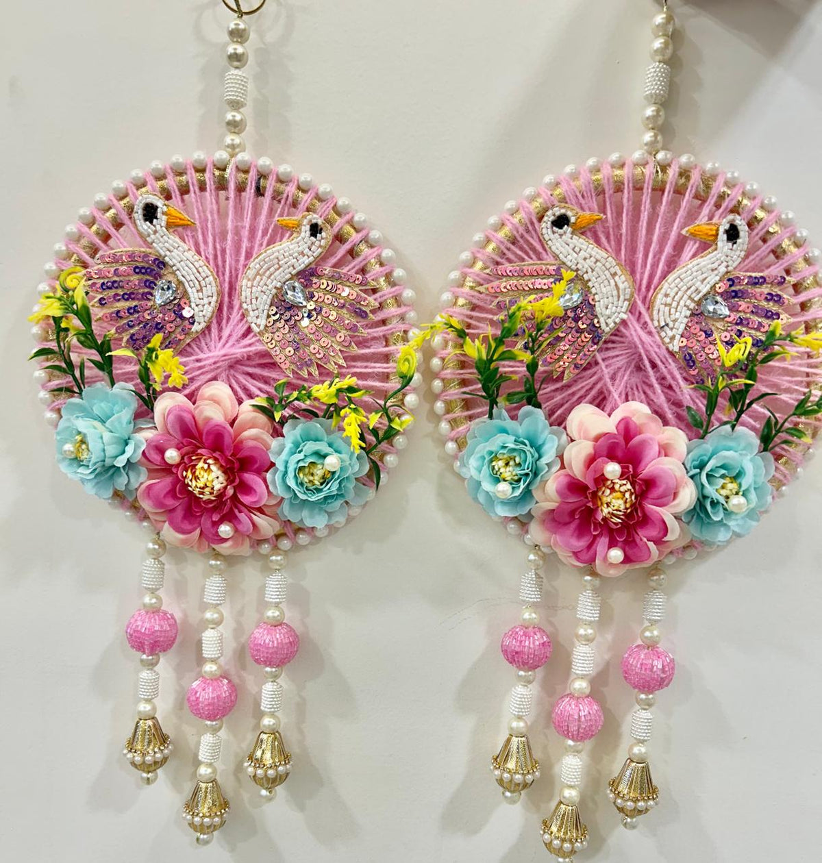 Round Raffia Floral Hanging – Handcrafted Decorative Hanging
