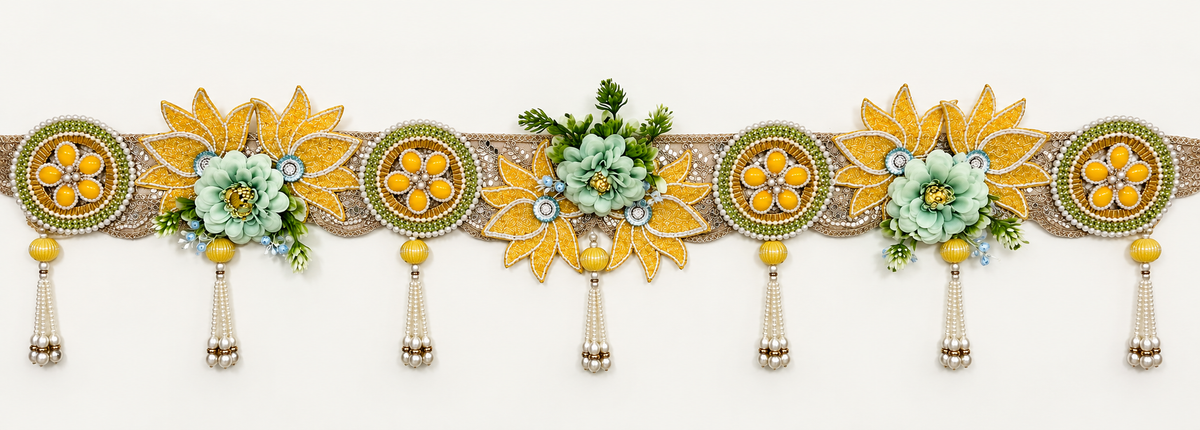 Sunehri Mint Floral Toran Bandhanwar