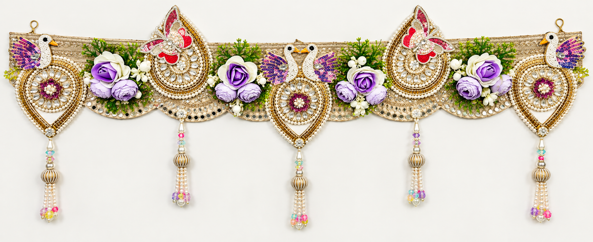 Lavender Mayuri Pearl Toran Bandanwar
