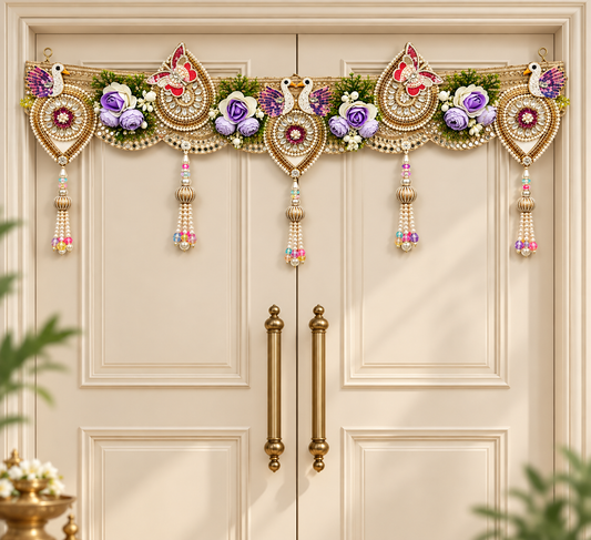Lavender Mayuri Pearl Toran Bandanwar
