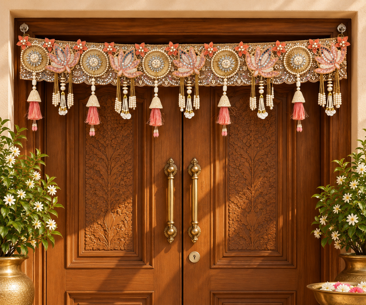 Pastel Lotus & Mirror Work Bandhanwar