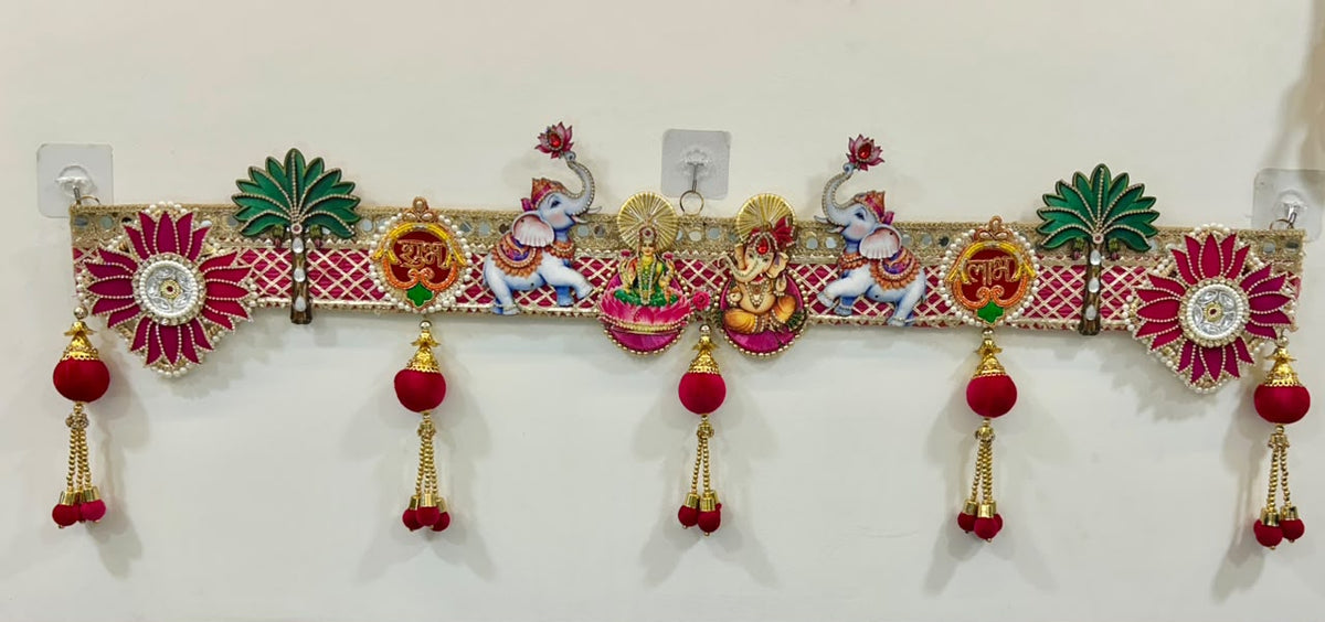 Shubh Labh Lakshmi Ganesha Bandhanwar – Handcrafted Elephant Toran
