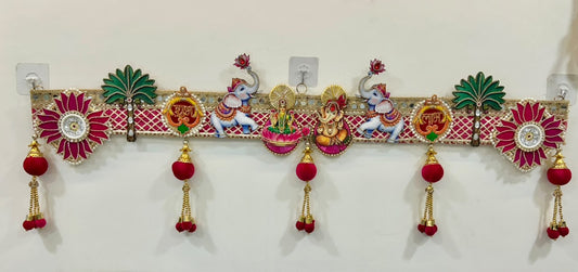 Shubh Labh Lakshmi Ganesha Bandhanwar – Handcrafted Elephant Toran