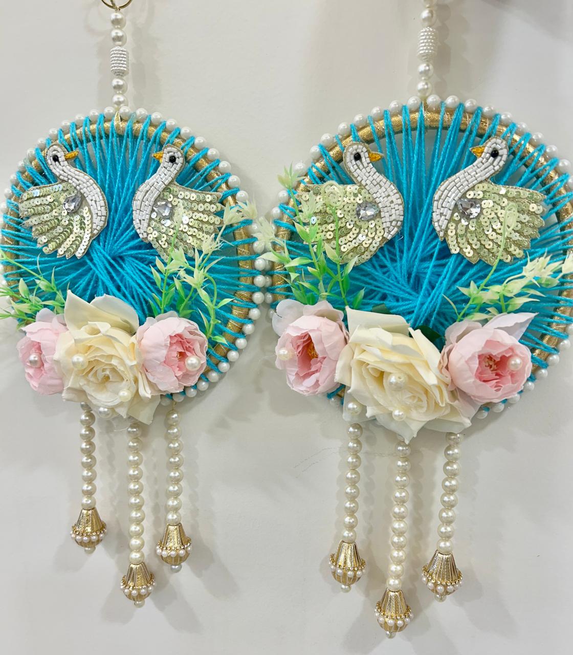 Round Raffia Floral Hanging – Handcrafted Decorative Hanging