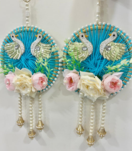 Round Raffia Floral Hanging – Handcrafted Decorative Hanging