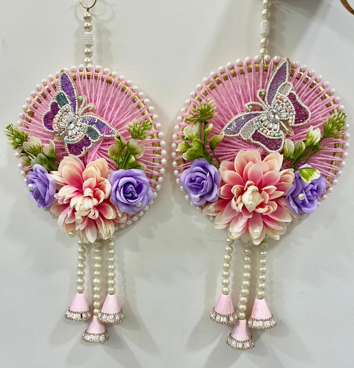 Round Raffia Floral Hanging – Handcrafted Decorative Hanging