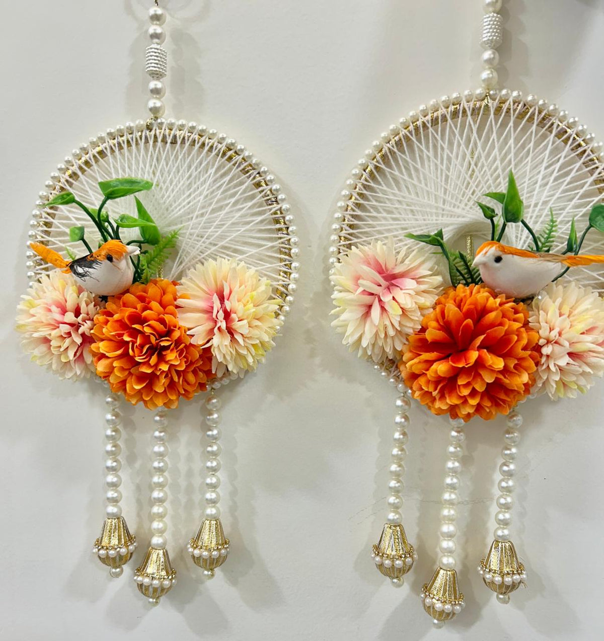 Round Raffia Floral Hanging – Handcrafted Decorative Hanging